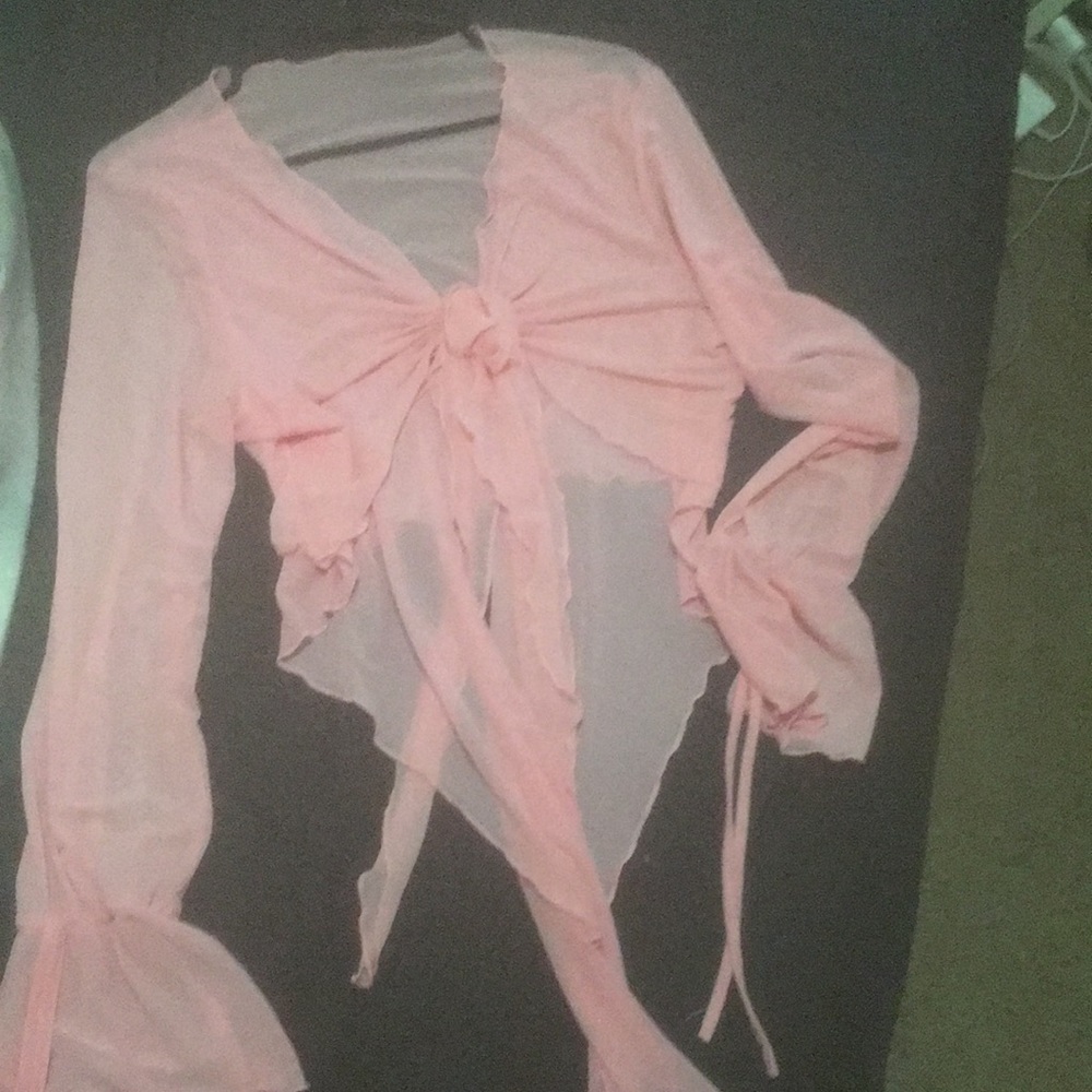 Pink see through sexy stretch top